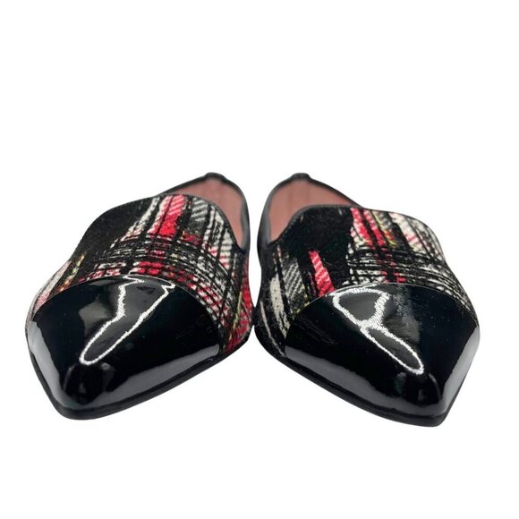 NWT PRETTY BALLERINAS CAMILLE WOOL PLAID PATENT LEATHER POINTED TOE FLATS - 39 - Picture 2 of 11